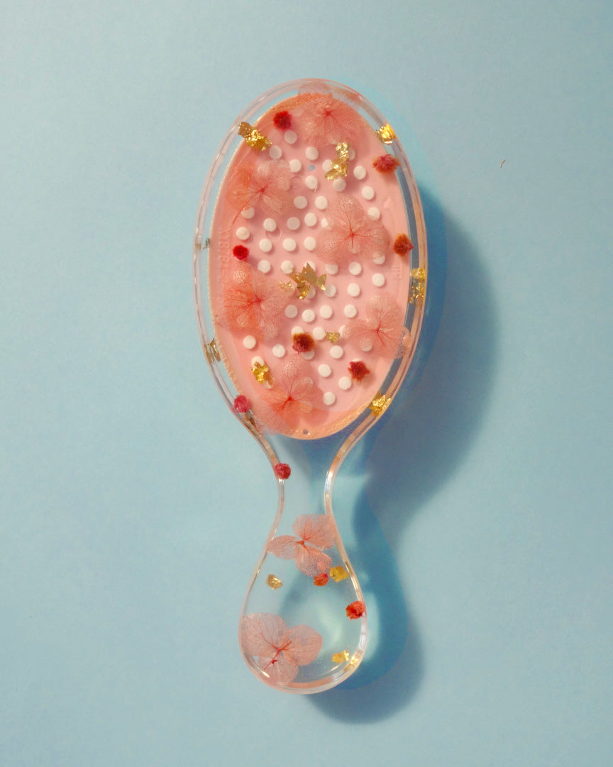 Brosse Ovale • Fleurs séchées roses
