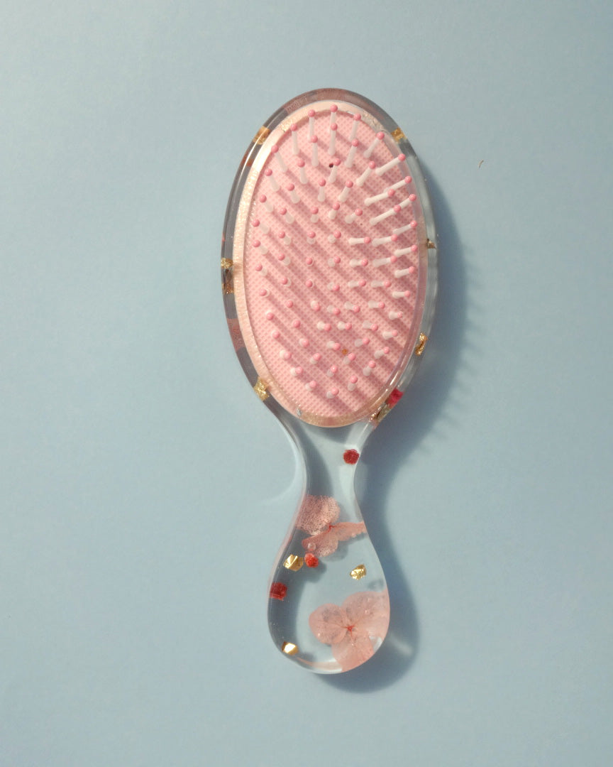 Brosse Ovale • Fleurs séchées roses