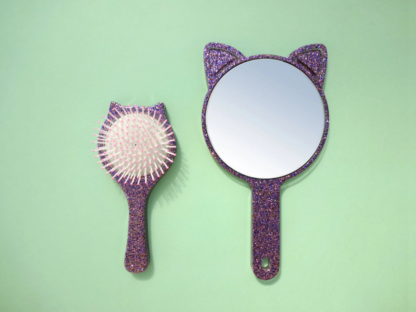 Duo Brosse & Miroir Enfant • Chat ultra violet