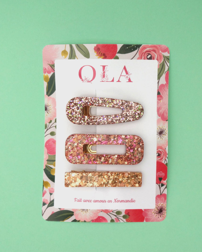 Trio grandes barrettes • Rose Ginger