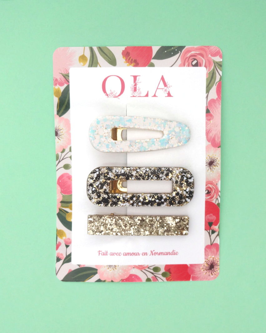 Trio grandes barrettes • Doré Gatsby