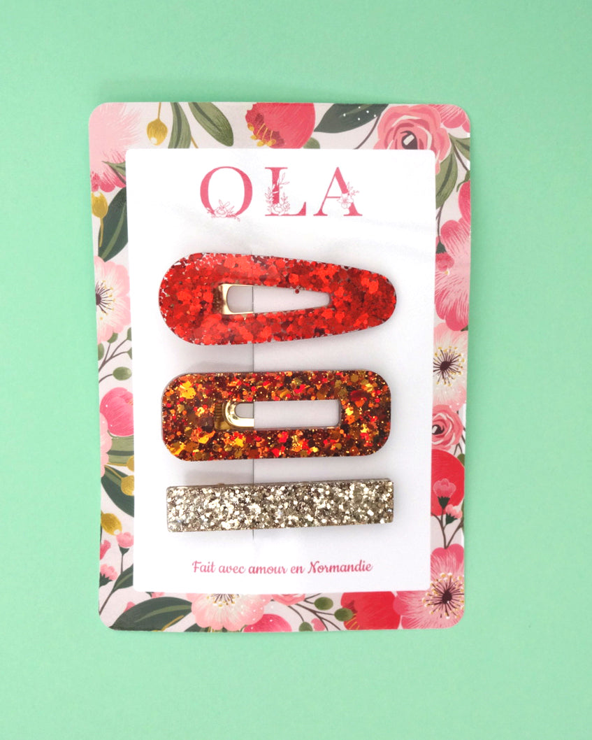 Trio grandes barrettes • Orange Pumpkin