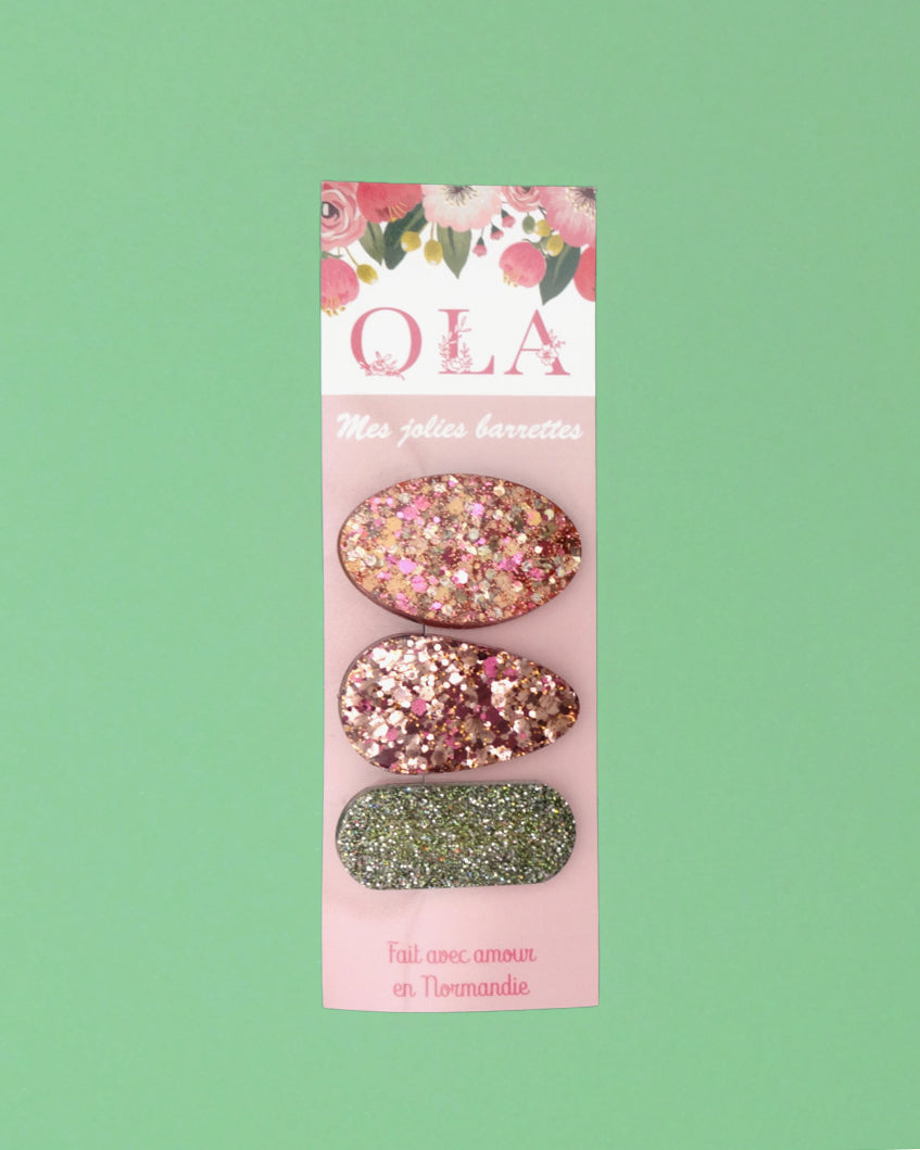 Trio petites barrettes • Classique Rose des bois