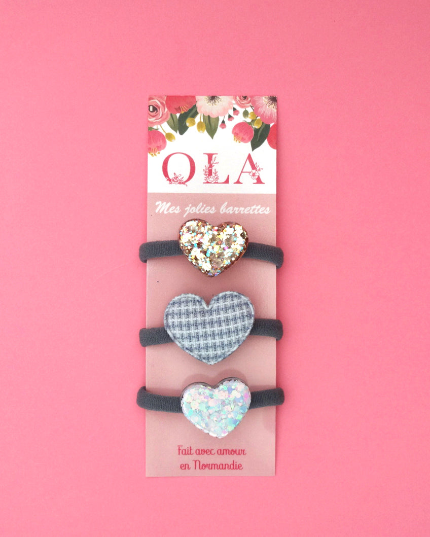 Trio chouchou • Cœur bleu tweed