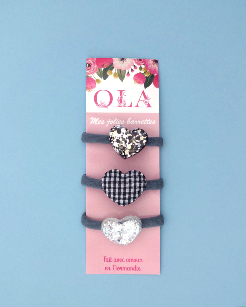 Trio chouchou • Cœur vichy noir